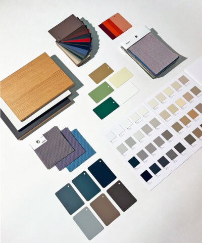 Palette an Farb- und Materialmustern