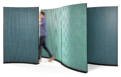 KIM Stellwand Welle gebogen gruen blau person kombi