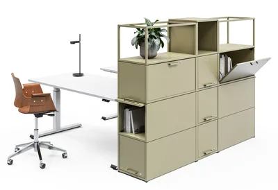 Embru e Q Modulsystem Desk Modul Silvergray Situation Doppelarbeitsplatz