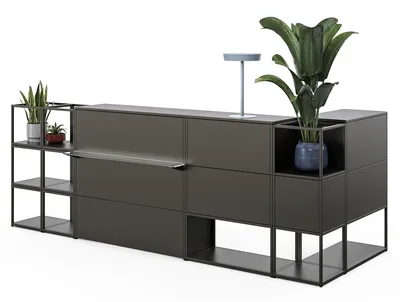 Embru e Q Modulsystem Empfang Theke Quarzgrau vorn