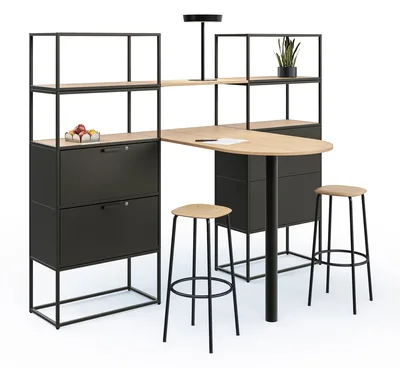 Embru Raumtrenner Silvergray Meetingtisch integriert