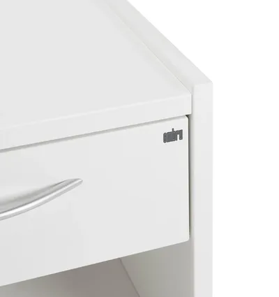 Embru Pflege Einrichtung Nachttisch 54 Weiss Betttisch Detail Logo