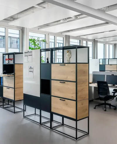 Embru bueromoebel eq stauraum modulsystem profil schwarz holz optik magnetwand weiss paul scherrer institut hoch