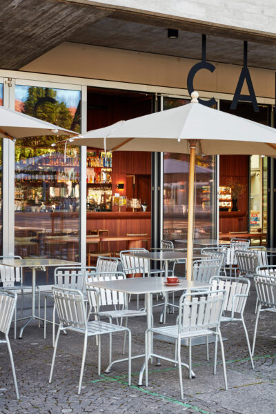 Embru Hafeli Gartenstuhl Outdoorstuhl Silber Aluminium Heafeli Tisch Campo Bar Interior